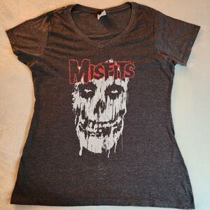 Port & Company Misfits Skull Gray Tshirt Size Medium